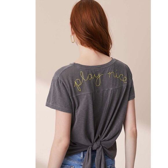 Sundry Play Nice Tie Back Tee in Black - Picture 1 of 7